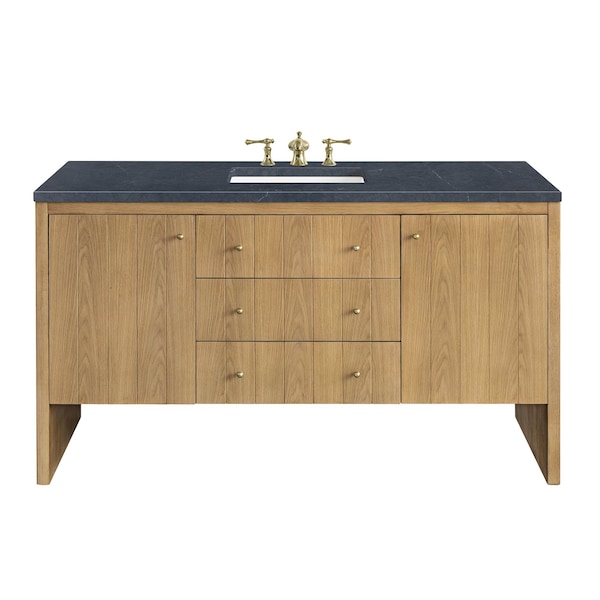 James Martin Vanities Hudson 60in Single Vanity, Light Natural Oak w/ 3 CM Charcoal Soapstone Top 435-V60S-LNO-3CSP - main